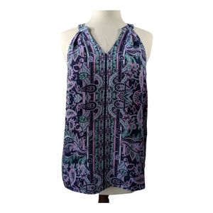 Market & Spruce Paisley Sleeveless Blouse Size Small Beautiful Cutout Detail